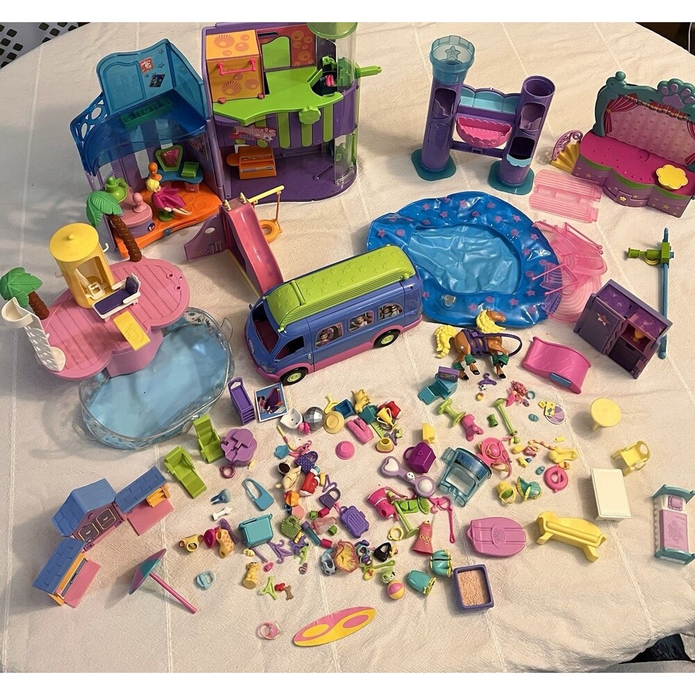 Vintage Polly Pocket Lot Playsets Swimming Pool Accessories Incomplete As-is